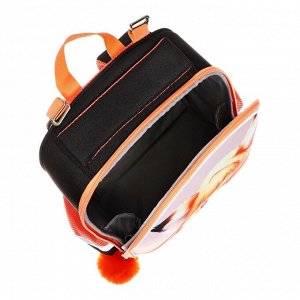 Рюкзак каркасный, 35x26x13, Seventeen, девочка EVA, чёрный/оранжевый