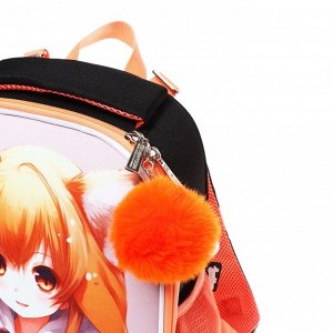 Рюкзак каркасный, 35x26x13, Seventeen, девочка EVA, чёрный/оранжевый