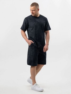 Костюм мужской с шортами и футболкой из кулирки черный М-942
