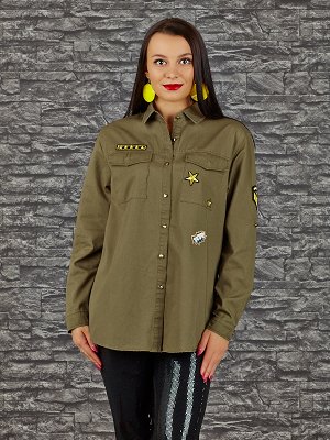 Рубашка Старая цена 736руб, Состав: 95% Cotton, 5% Polyester Цвет: army green Длина: 76 Длина рукава: 61