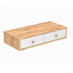 Тумба подвесная "Селин", с 2 ящ, 750х350х150, Крафт Золотой, Белый глянец, Золото