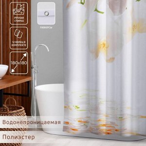 Штора для ванной Доляна «Орхидея над водой», 180x180 см