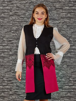 Жакет Старая цена  712, Состав: 70% Acrylic, 30% Wool Цвет: black/fuchsia Производитель: Turkey Длина: 95.