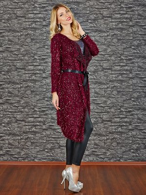 Кардиган Старая цена  983, Состав: 60% Acryl, 40% Polyester Цвет: burgundy Производитель: Italy Длина: 106/97 Длина рукава: 54.