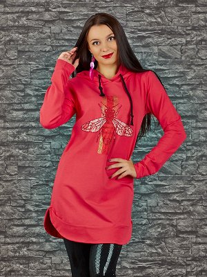 Туника Состав: 90% Cotton, 10% Elastan Цвет: coral red Производитель: Turkey Длина: 81 Длина рукава: 63. Стразы.