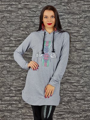 Туника Состав: 90% Cotton, 10% Elastan Цвет: grey Производитель: Turkey Длина: 81 Длина рукава: 63. Стразы.