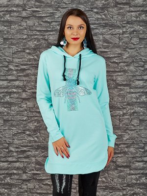 Туника Состав: 90% Cotton, 10% Elastan Цвет: powder blue Производитель: Turkey Длина: 81 Длина рукава: 63. Стразы.