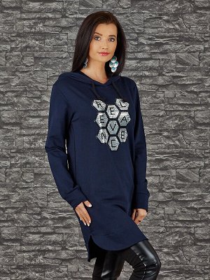 Туника Состав: 90% Cotton, 10% Elastan Цвет: dark blue Производитель: Turkey Длина: 81 Длина рукава: 65. Стразы.