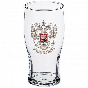 Бокал для пива 0,5л. "герб россии" высота=16 см. без упаковки (кор=12шт)