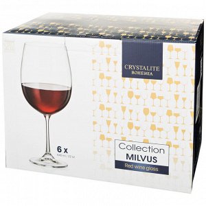 Набор бокалов для вина из 6 шт. "barbara/milvus" 640 мл высота=24 см (кор=1набор.)