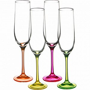 Набор бокалов для шампанского из 4 шт. "neon" 190 мл. высота=24 см.