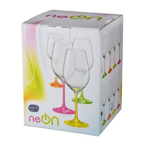 Набор бокалов для вина из 4 шт."neon frozen" 350 мл. высота=22,5 см. (кор=1набор.)