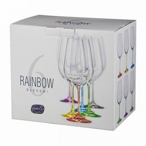 Набор бокалов для вина из 6 шт. "rainbow" 350 мл высота=22 см (кор=8набор.)