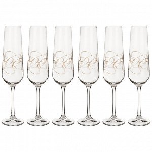 Набор бокалов для шампанского из 6 шт. "sandra" 200 мл. высота=25 см. (кор=1набор.)