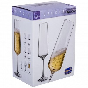 Набор бокалов для шампанского из 6 шт. "sandra" 200 мл. высота=25 см. (кор=1набор.)