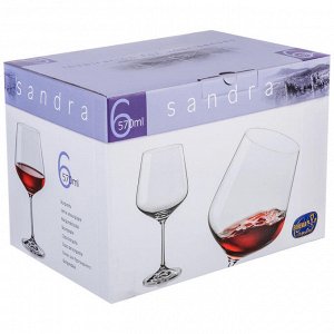 Набор бокалов для вина из 6 шт. "sandra" 570 мл. высота=22 см. (кор=1набор.)