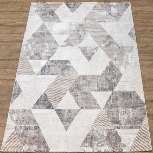 Ковер Ковер Void 05123A KREM / L.GREY 0.8x1.5 Прямой / 0.8x1.5 / прямоугольник / Высота ворса, мм 9 / PP HEAT SET, POLYESTER / Турция / Вес, кг нет данных /