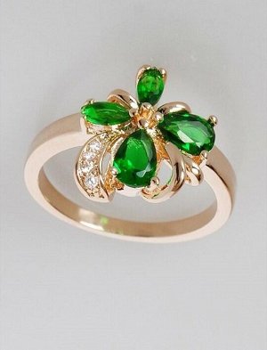 Кольцо с зеленым фианитом Весенний цветок