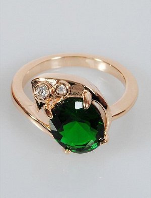 Кольцо с зеленым фианитом Полумесяц