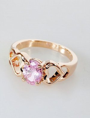 Кольцо с розовым фианитом сердечки