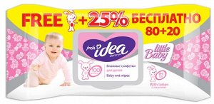 ФРЕШ ИДЕЯ Little Baby влажные салфетки 80+20шт уп. с клапаном Арт-FI-BH-100P/24шт/973534