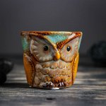 Кашпо керамическое &quot;Сова&quot; микс цвета 7*7*6,5 см
