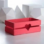 Ящик реечный &quot;Сердце&quot;, красный, 24.5 х 13.5 х 9 см