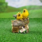 Садовая фигура &quot;Птички на бревне&quot; со звуком 7*9*12 см