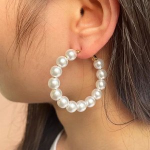 Серьги-кольца "Нежность жемчуга" кольца малые