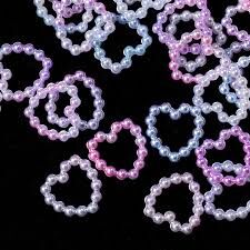 Сердечки жемчужные разноцветные 3d объемные фигурки для дизайна ногтей  В упаковке 9 шт 3d объемные фигурки для дизайна ногтей, 20 шт