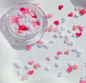 Сердечки Набор 1, 3d объемные фигурки для дизайна ногтей