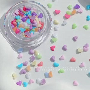 Сердечки Набор 7, 3d объемные фигурки для дизайна ногтей