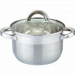 КАСТРЮЛЯ AGNESS СО СТЕКЛ. КРЫШКОЙ, 2,9 Л. 18*11,5 СМ, НЕРЖ.СТАЛЬ, 5-ТИ СЛОЙНОЕ ДНО, ИНДУКЦИЯ