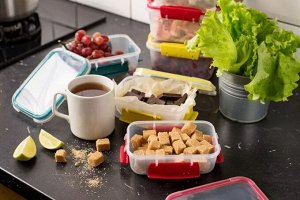 Товары для кухни Контейнер для СВЧ, 0,5 л, герметичная крышка, прямоугольный, пластик, прозрачный, BUTTERFLY BRIGHT
