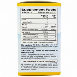 California Gold Nutrition, ДГА для детей, 1050 мг, Жирные кислоты Омега-3 с витамином D3, 2 ж. унц. (59 мл)