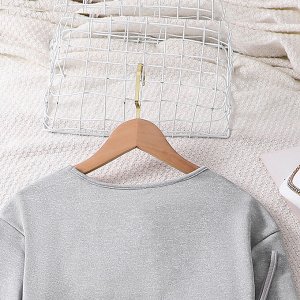 Детский костюм: боди + укороченная кофта + брюки, цвет серый