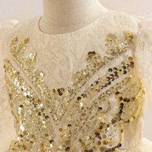 Платье детское бальное с длинным рукавом, с пайетками