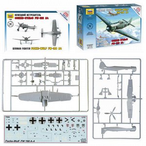Модель для сборки САМОЛЕТ Истребитель немецкий Фокке-Вульф, масштаб 1:72, ЗВЕЗДА, 7304