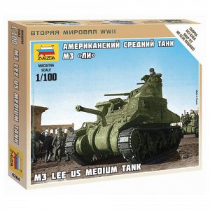 Модель для сборки ТАНК Средний американский M3 "Ли", масштаб 1:100, ЗВЕЗДА, 6264