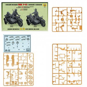 Модель для склеивания МОТО Мотоцикл BMW R-12 немецкий с коляской, масштаб 1:35, ЗВЕЗДА, 3607