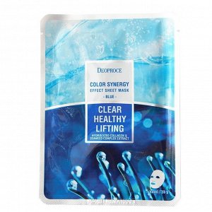 Тканевая маска на основе морской воды и коллагена Deoproce color sinergy effect sheet mask blue 20гр