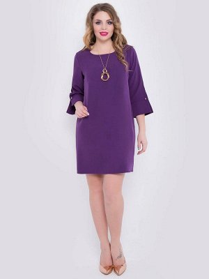 Платье Платье прямого силуэта из костюмной ткани т.фиолетового цвета.
- горловина на внутренней обтачке, оформлена круглым вырезом
- рукава втачные, длинные, с разрезом на манжете, скреплены декорат