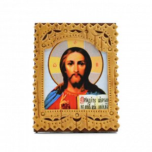 Икона из бересты "Иисус Христос" 50*65*5мм.