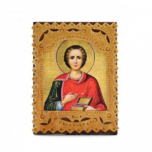 Икона из бересты "Пантелеймон" 50*65*5мм.