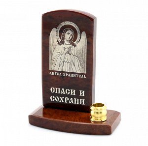 Икона из обсидиана на подставке "Ангел хранитель" 1 свеча 48*26*65мм