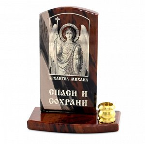 Икона из обсидиана на подставке "Архангел Михаил" 1 свеча 50*27*65мм