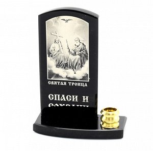 Икона из обсидиана на подставке "Святая троица" 1 свеча 50*27*65мм