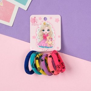 Резинки для волос «Принцесса», набор 6 шт., кудри, 4 см, мишки