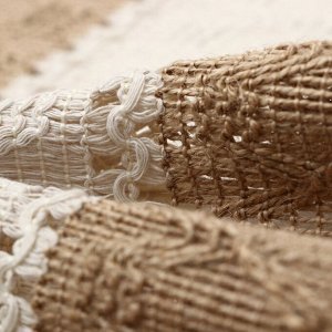 Дорожка «Этель. Сканди узор», коричневая, 32x150 см, 50% хлопок, 50% лён