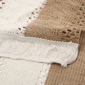 Дорожка «Этель. Сканди узор», коричневая, 32x150 см, 50% хлопок, 50% лён